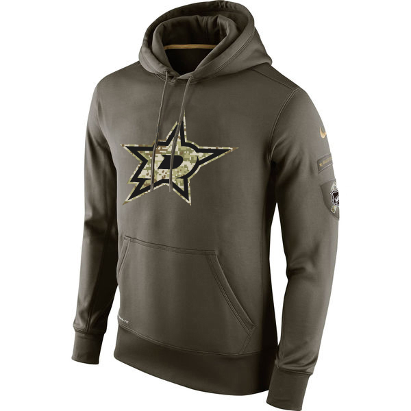 Men NHL Dallas Stars Nike Olive Salute To Service KO Performance Hoodie Green